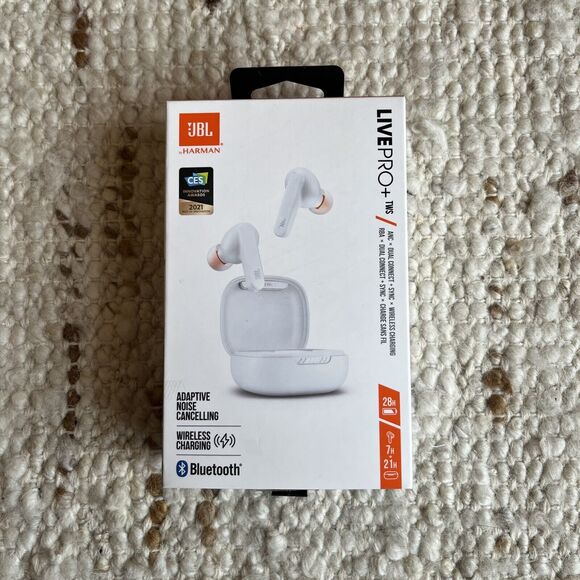 JBL Live PRO+ TWS Wireless Bluetooth Noise Cancelling Headphones White Case Buds - Picture 1 of 10
